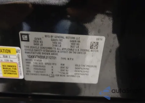 2015 GMC Acadia Denali из США, поврежденный, VIN 1GKKVTKD3FJ112701